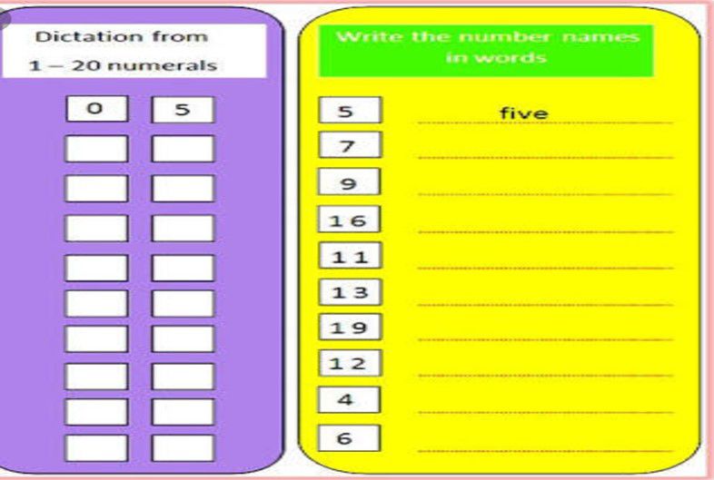 Maths class Number name and number sense 