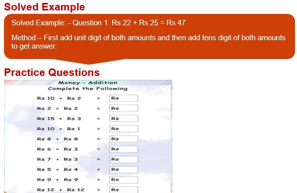 Maths class 1 Money 