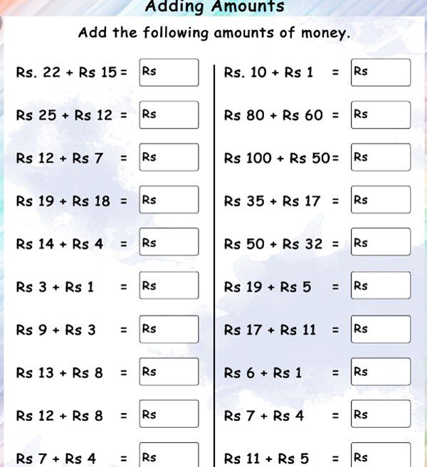 Maths class 1 Money 