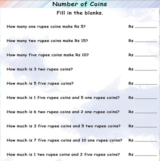 Maths class 1 Money 