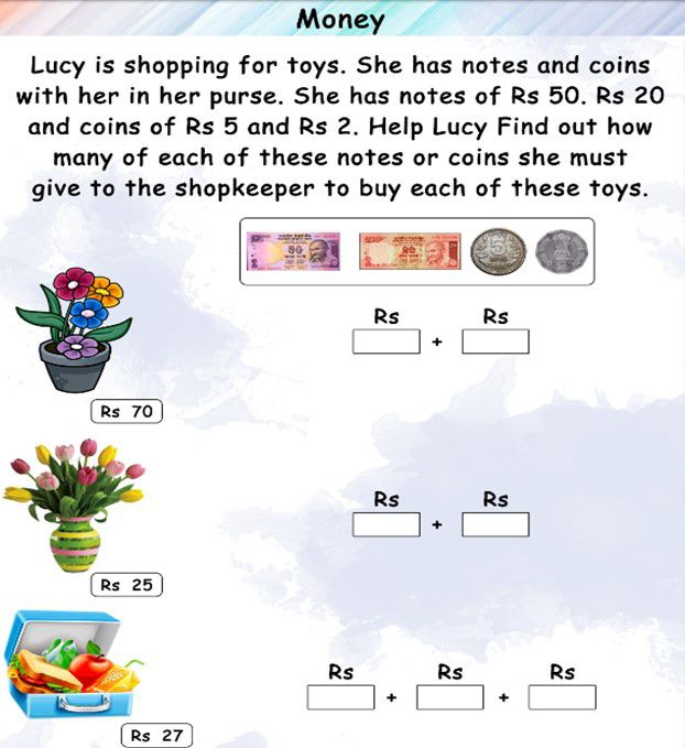 class 1 money basics problems and solved examples math square